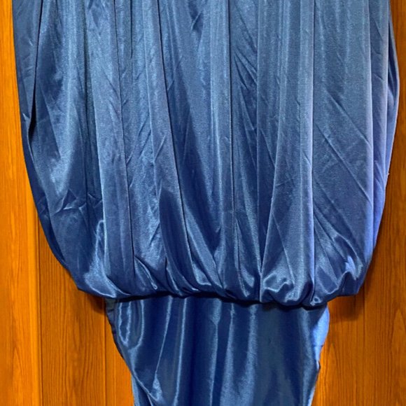 VINTAGE 90's VARIATIONS LTD Womens Satiny Royal Blue Drapery Cocktail Dress Sz 3 - Picture 5 of 12